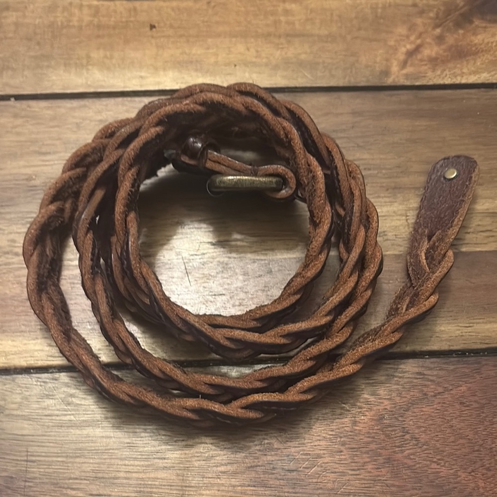 Brown Braided Leather Belt Rustic Design